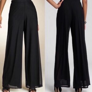 Tadashi Black Chiffon Wide Leg Palazzo Pants Size 8 Lagenlook